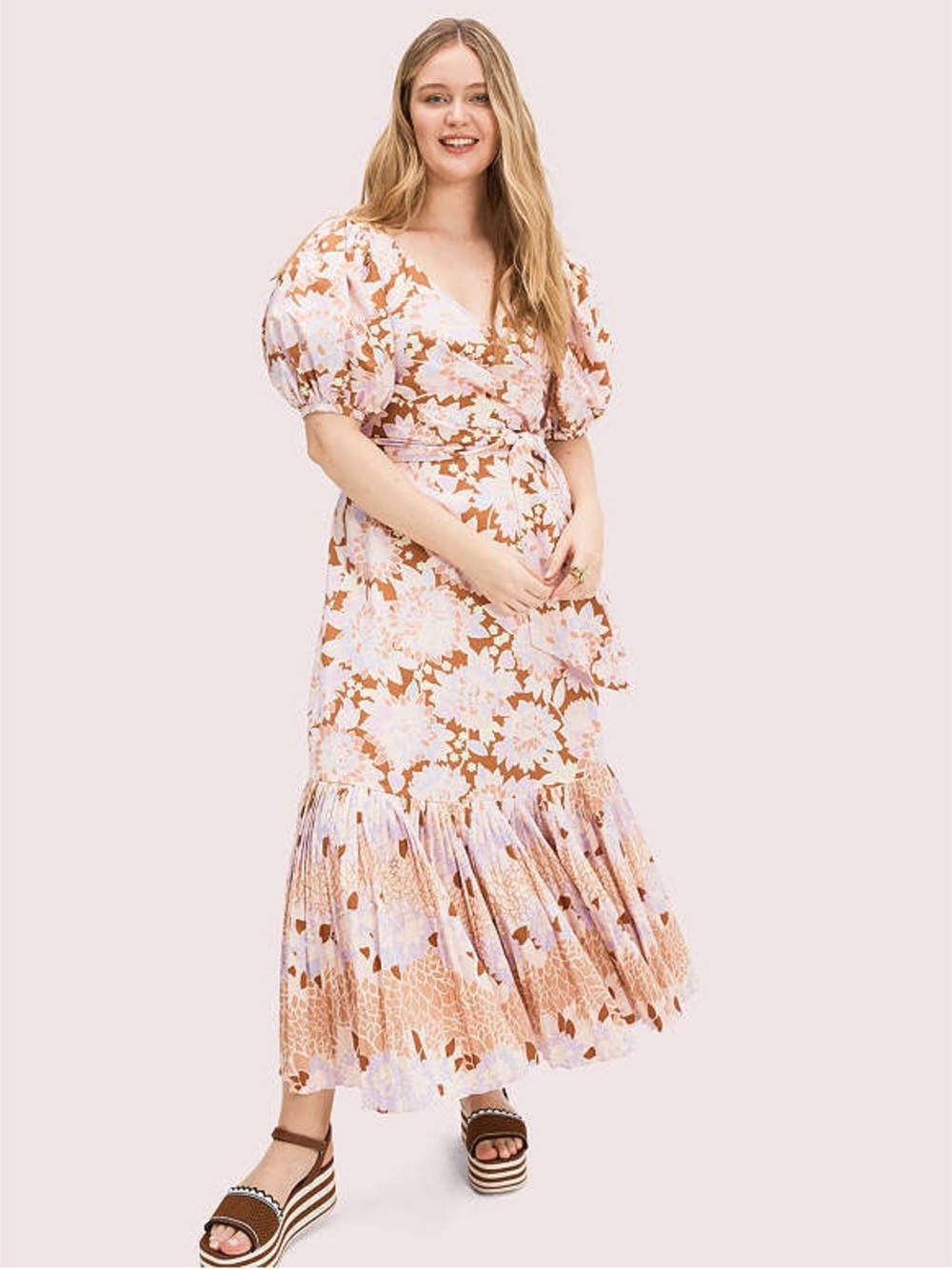 $498 KATE SPADE size 12 Exotic Bloom Puff Sleeve Wrap Dress Runway Spring 2020